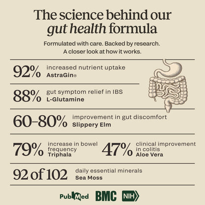 Science graphic for CELTARA Gut Health Formula with ingredient research highlights