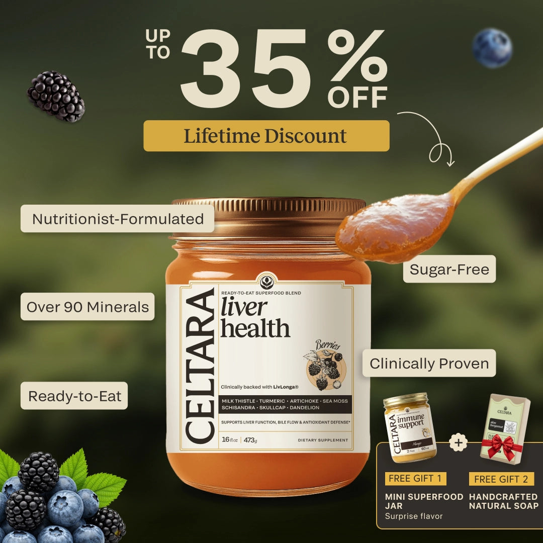 Graphic for CELTARA Liver Health Blend with 35% discount and free gifts