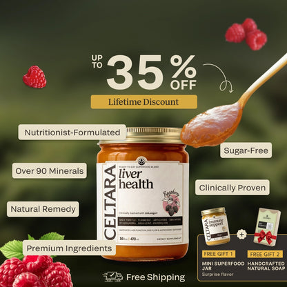 Graphic for CELTARA Liver Health Blend with 35% discount and free gifts
