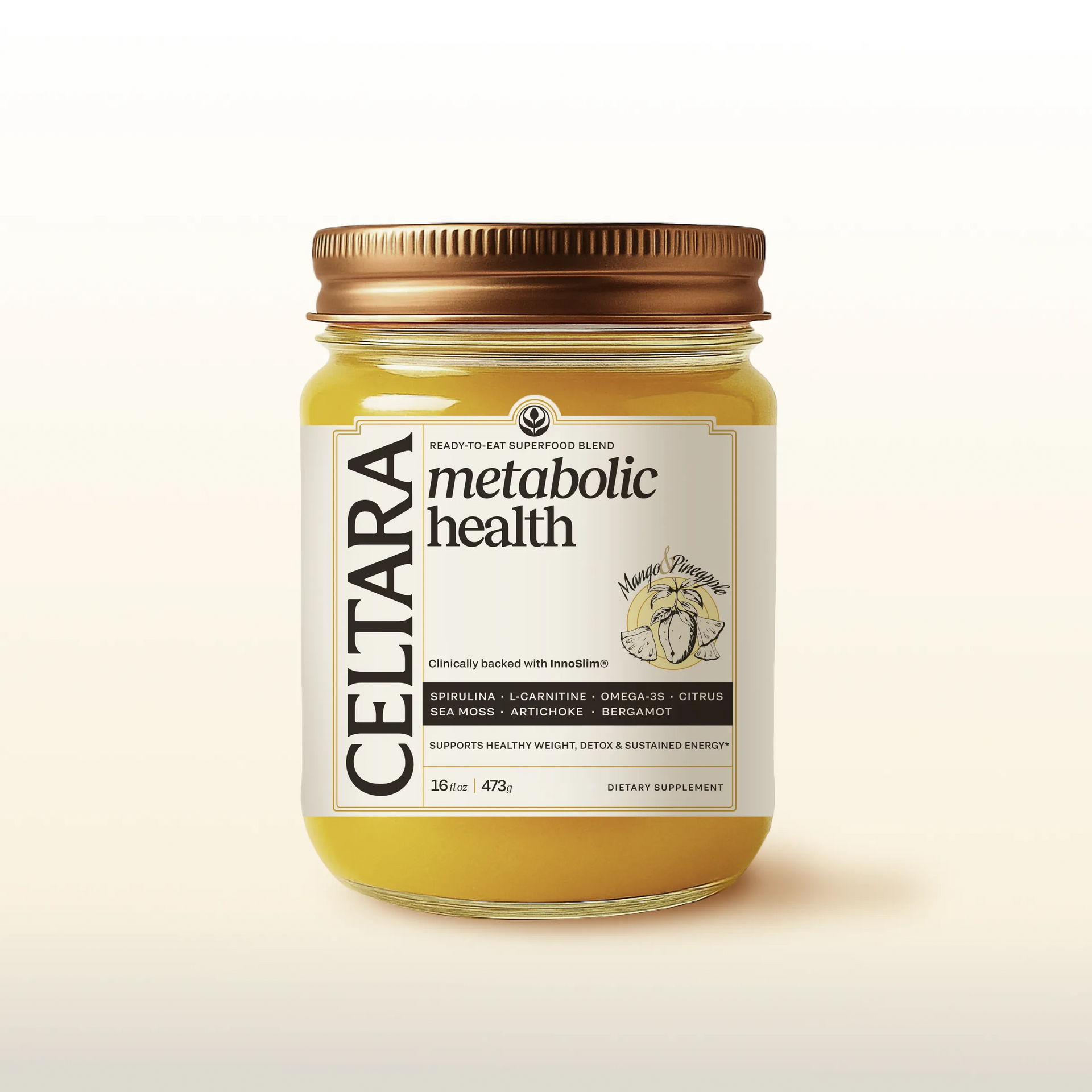 CELTARA Metabolic Health Blend supplement jar for daily metabolic support