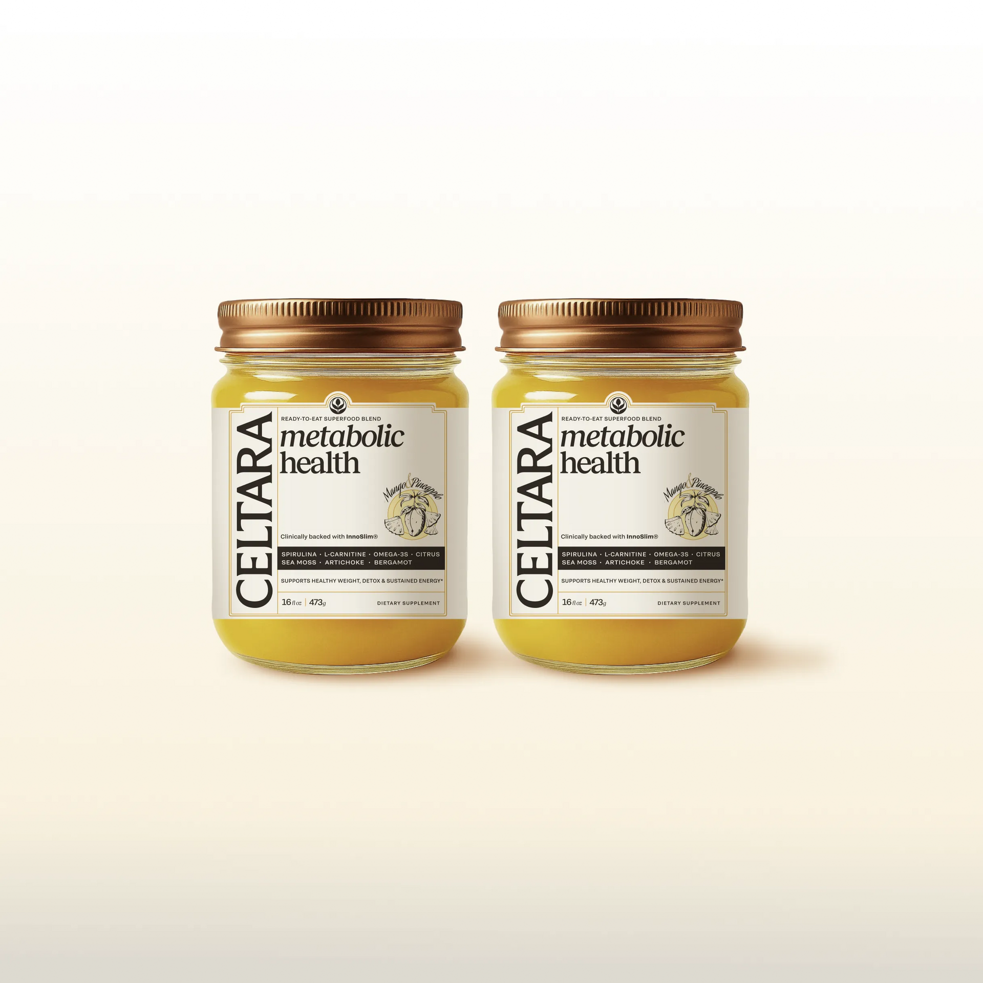 Two jars of CELTARA Metabolic Health Blend supplement for metabolism support