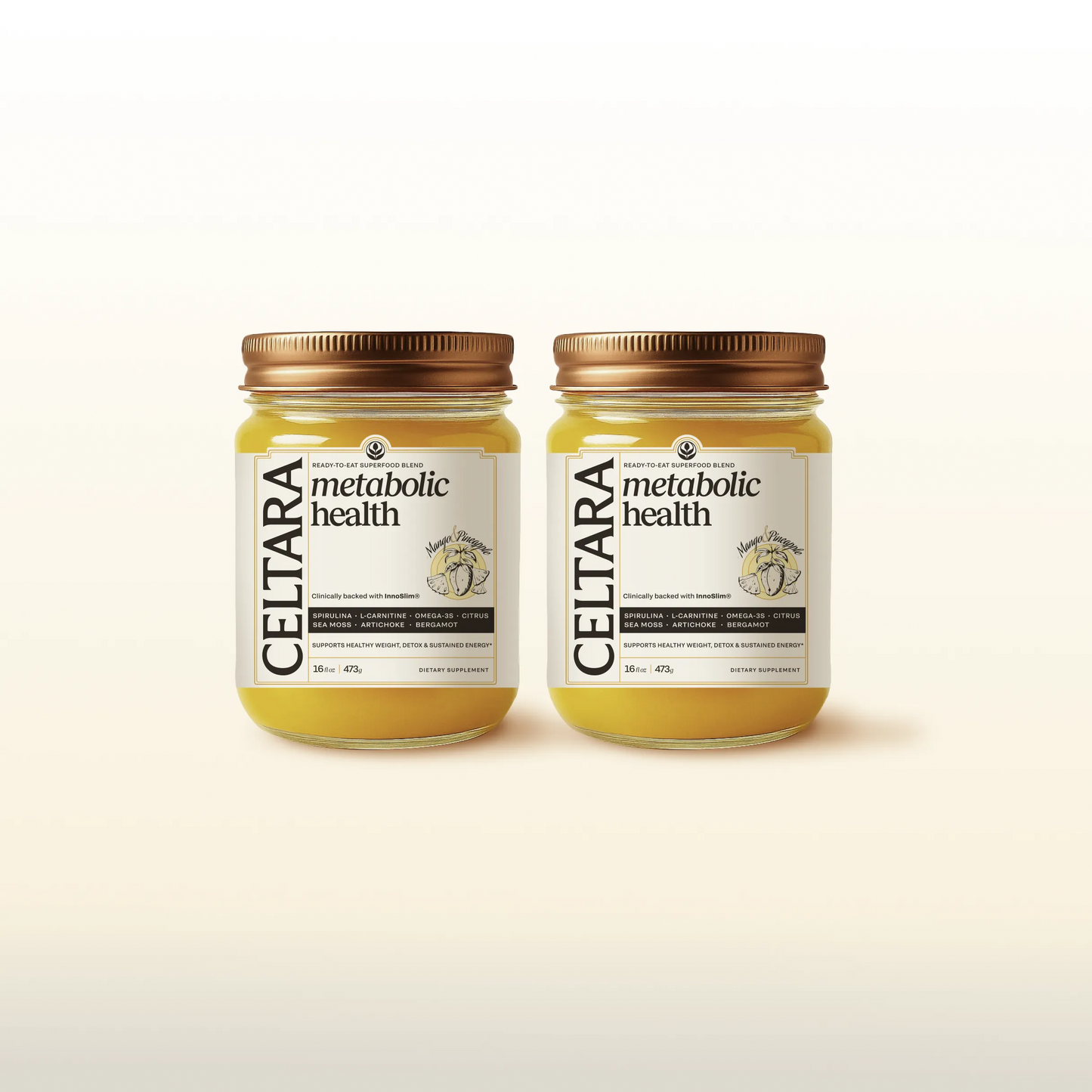 Two jars of CELTARA Metabolic Health Blend supplement for metabolism support